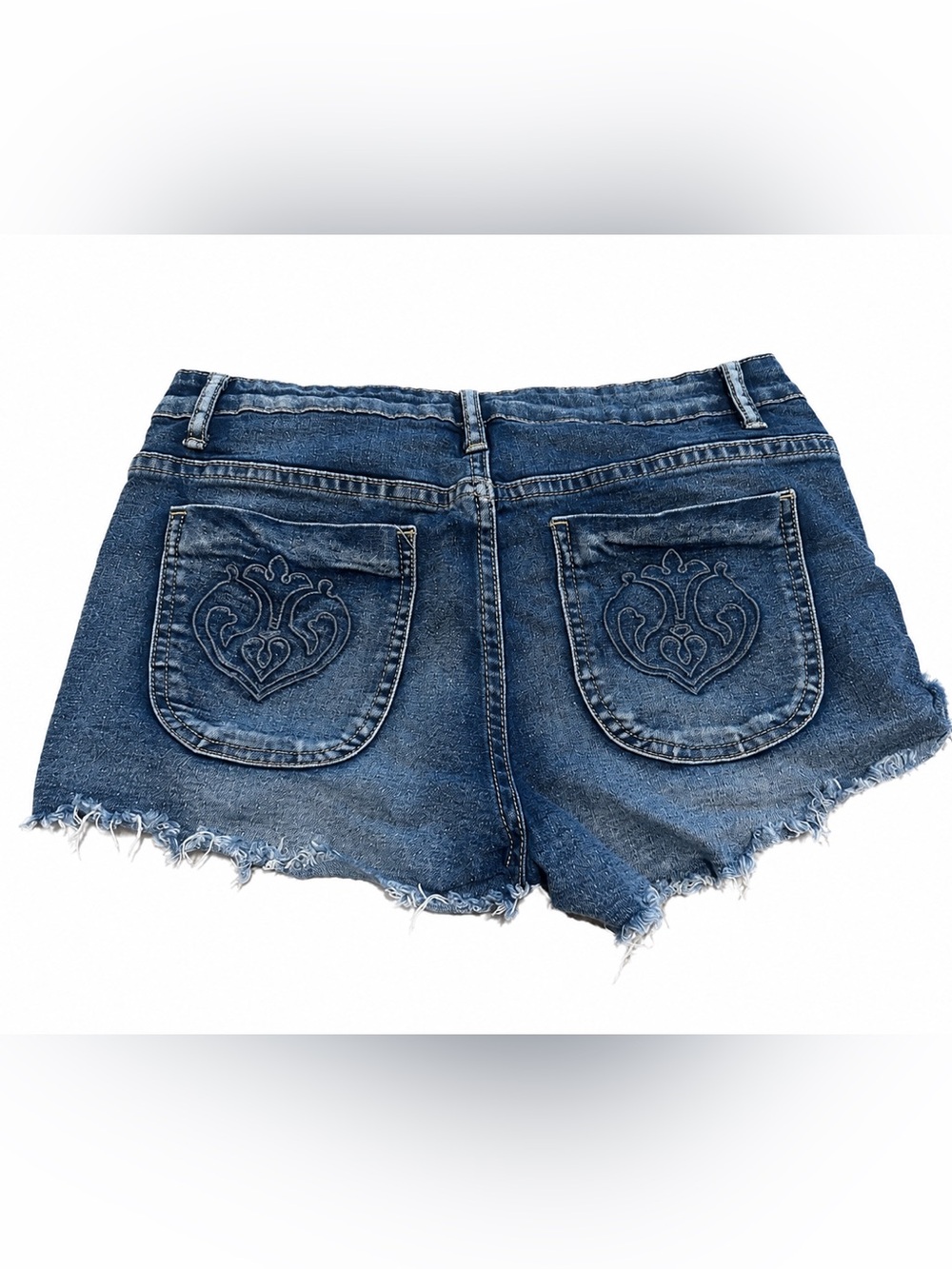 Low Rise Embroidered Pocket Shorts